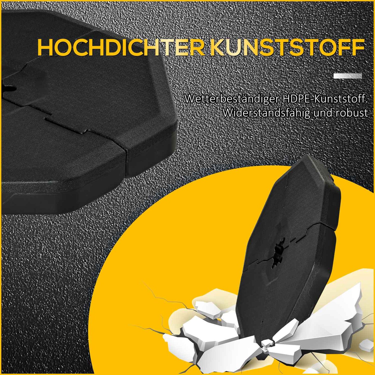 Umbrella weight base, 4-part Heavy-Duty HDPE, 140 kg capacity