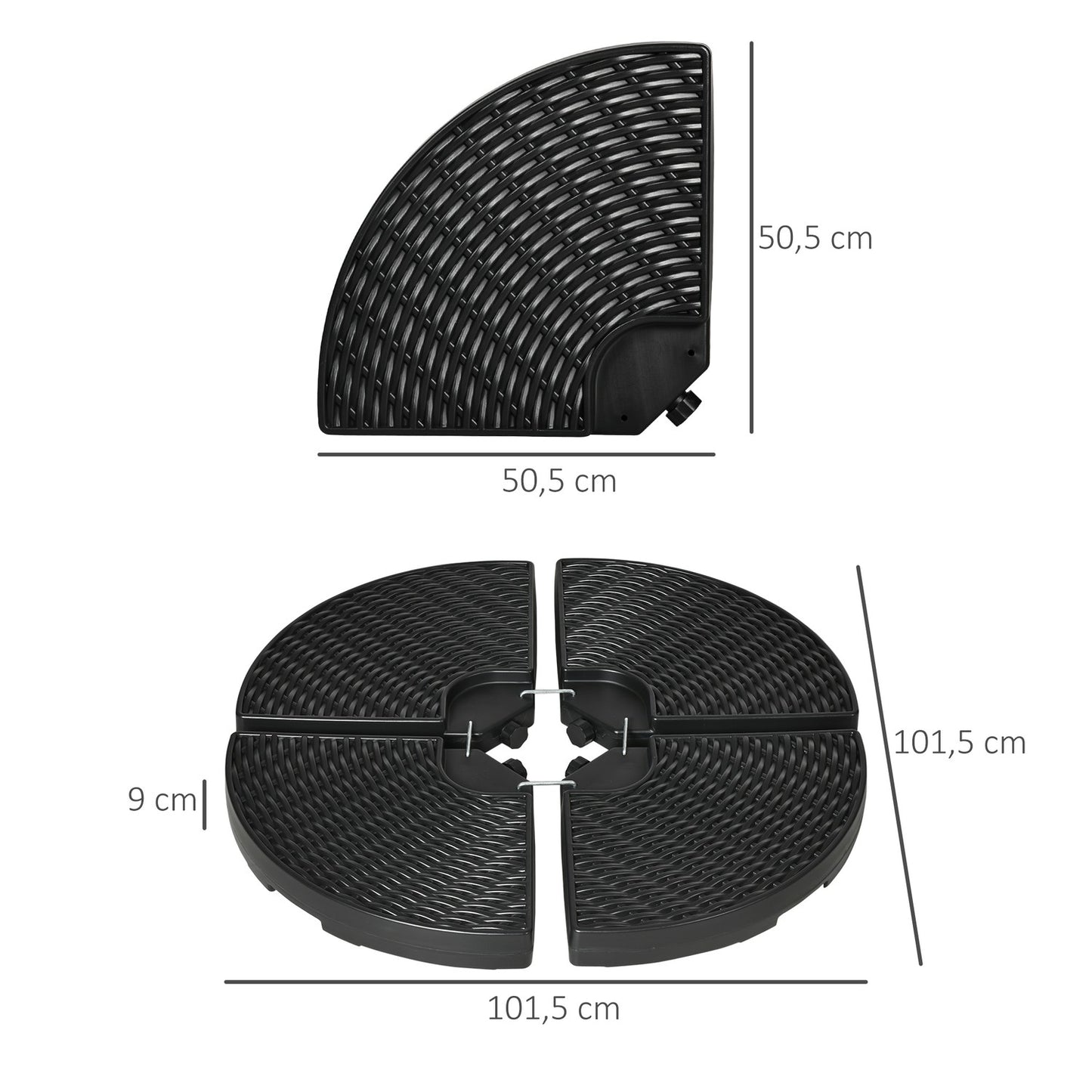 Weatherproof Cantilever Umbrella Base, HDPE, Up to 68 Kg