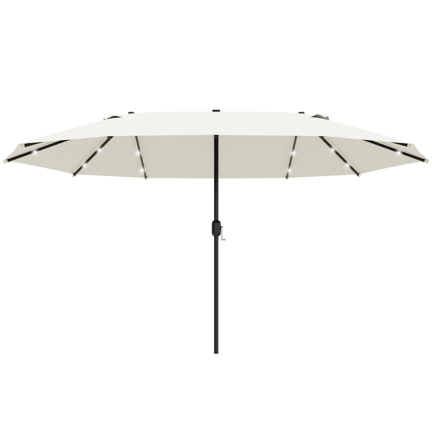 Large oval garden parasol - 440x260cm, LED, Creamy white