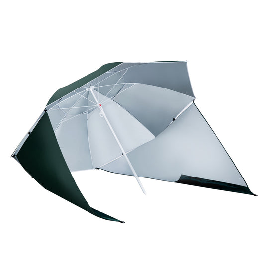 Beach umbrella & cover, windproof, dark green, 210cm