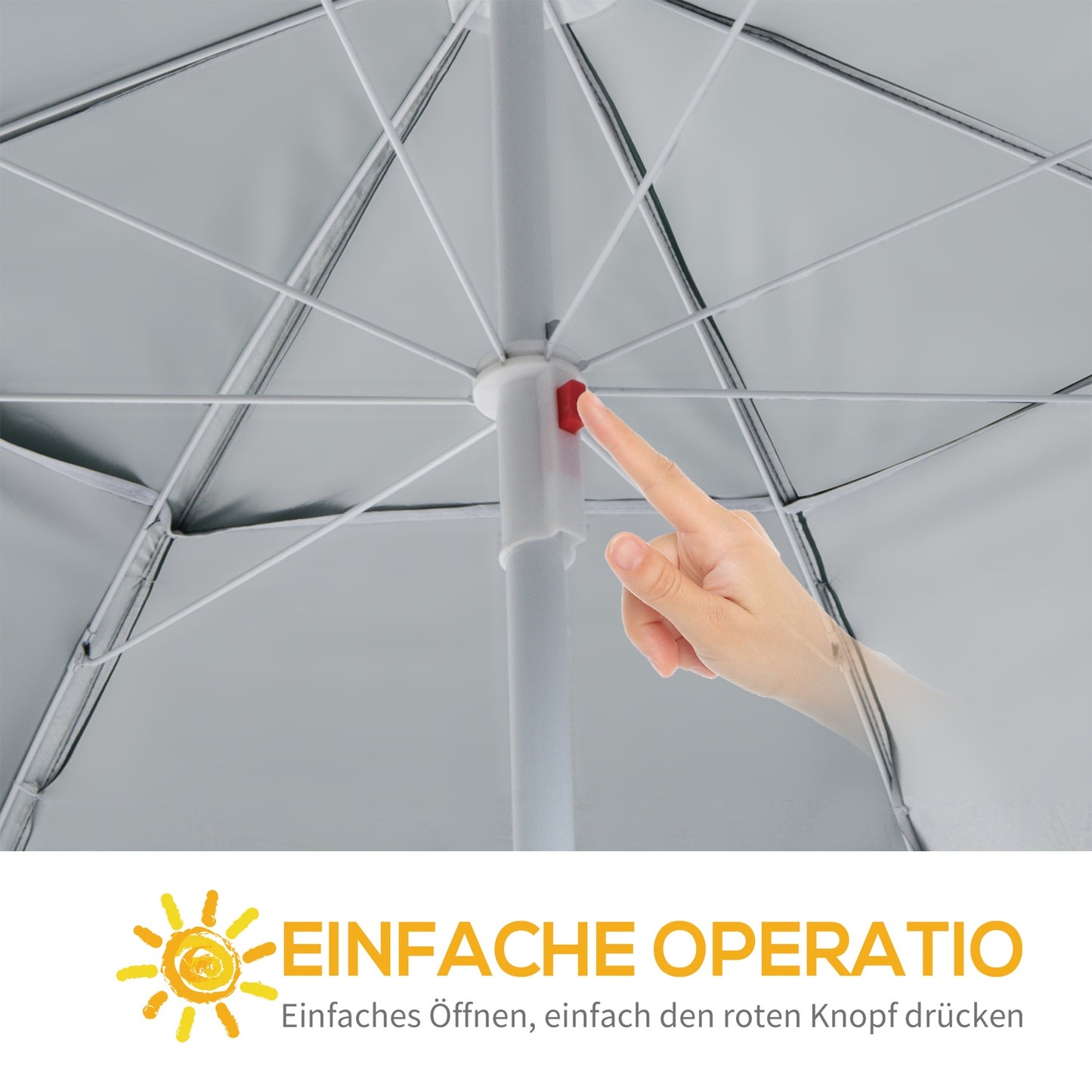 Beach umbrella & cover, windproof, dark green, 210cm