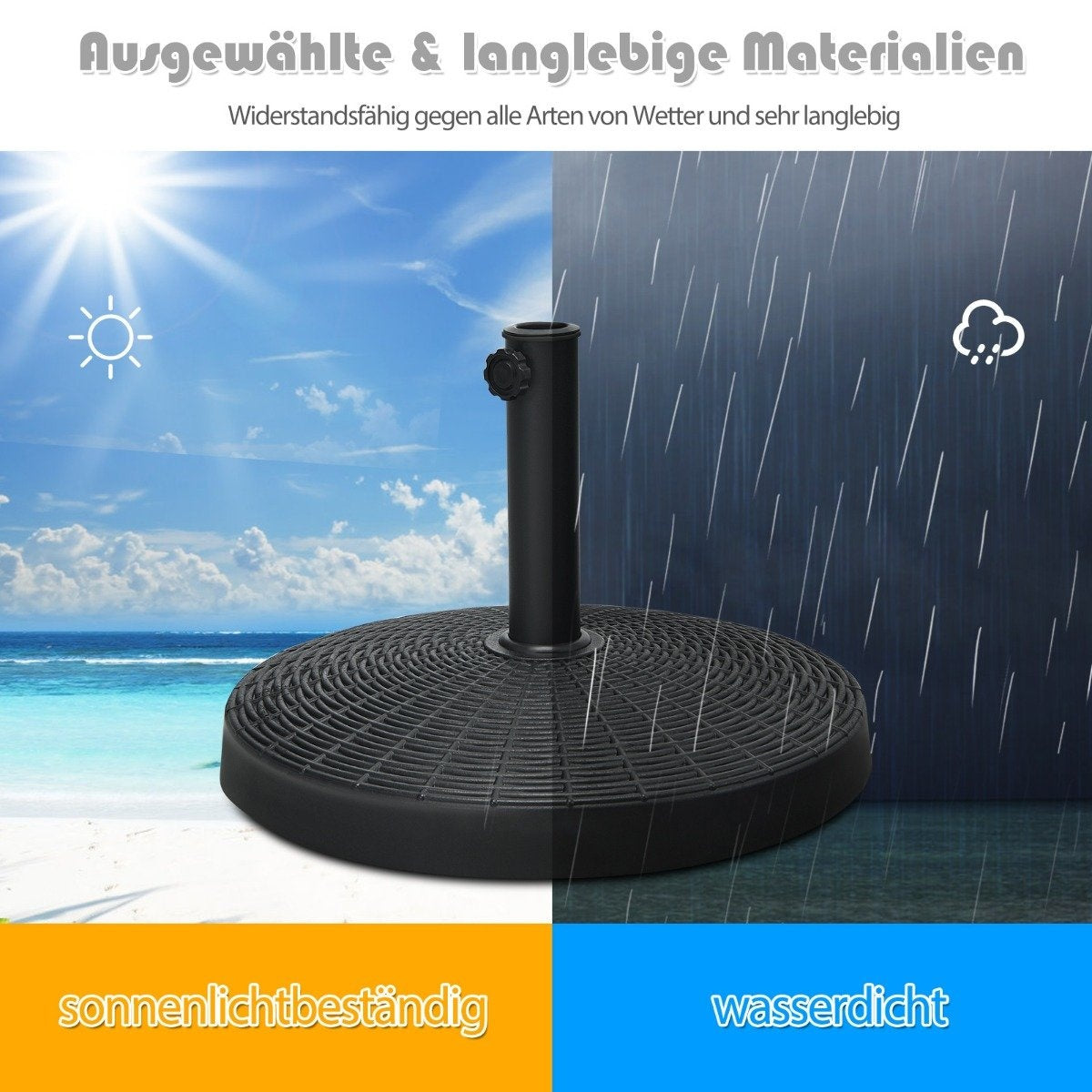 Parasol base 22 kg umbrella base made of synthetic resin in rattan look 52 x 36 cm black