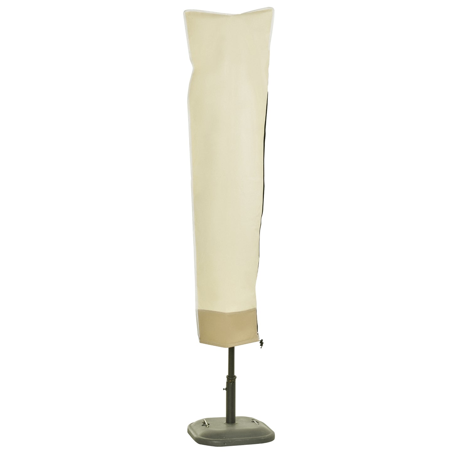 Parasol cover with zipper, durable oxford fabric, beige/coffee