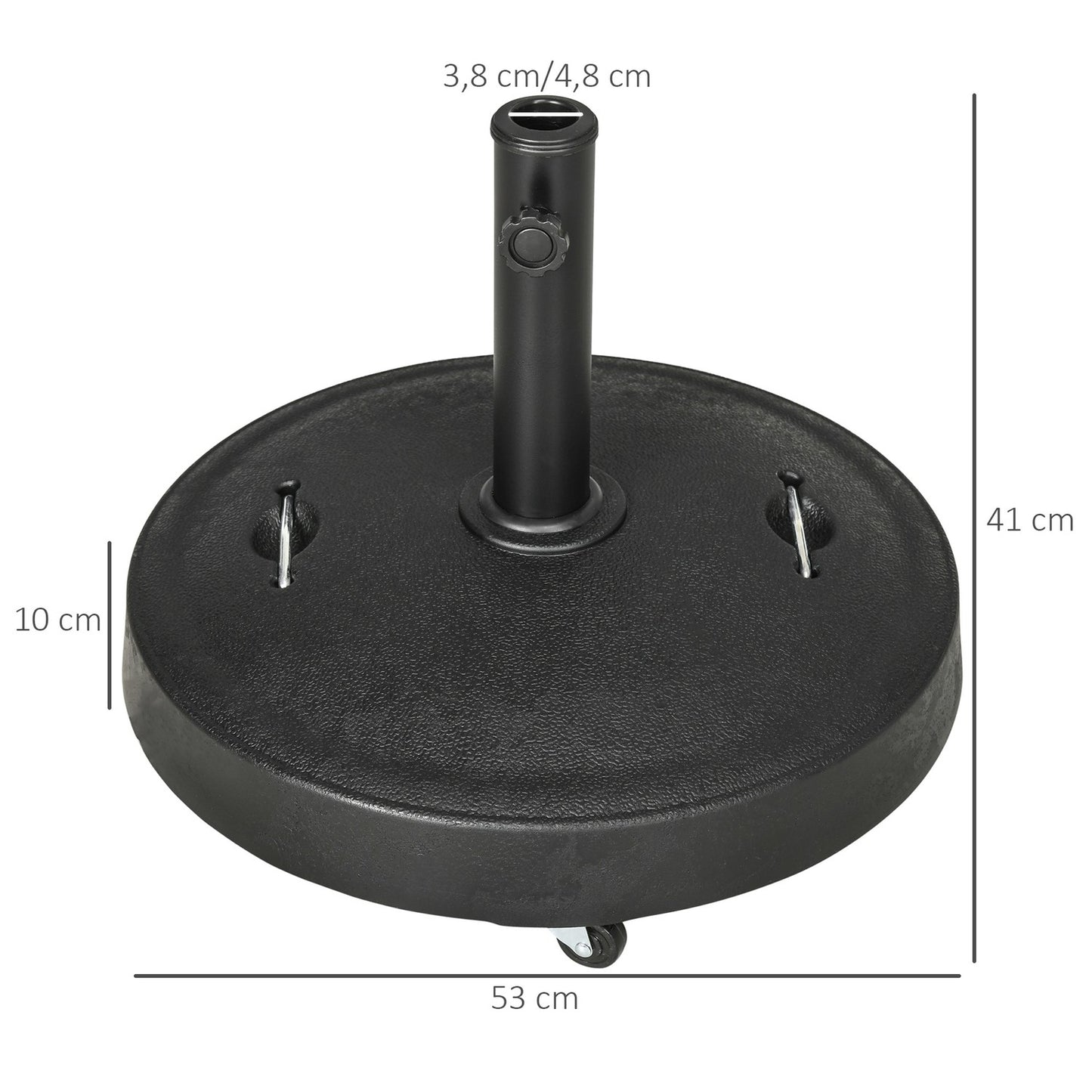 Mobile umbrella stand with wheels, 23.5 kg, black