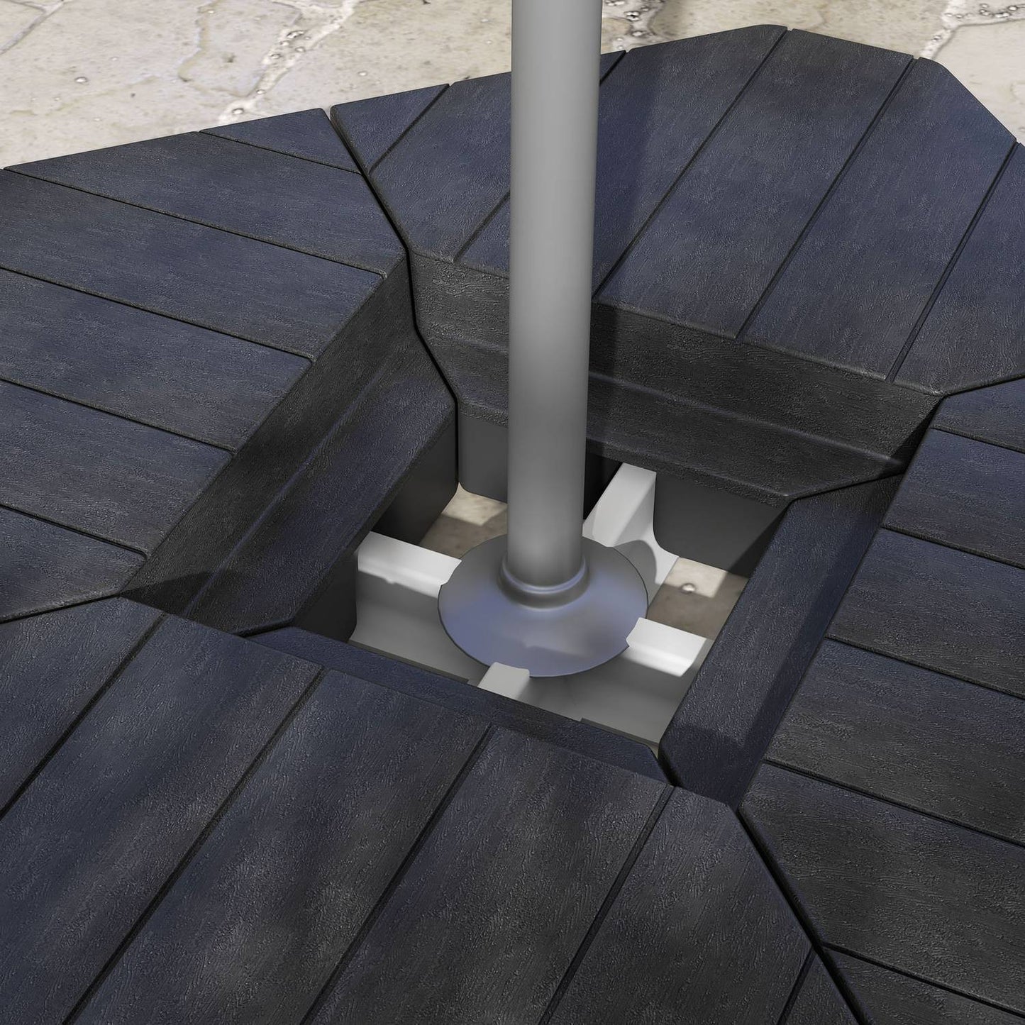 Black weights for parasol stand, 4-piece set, refillable base