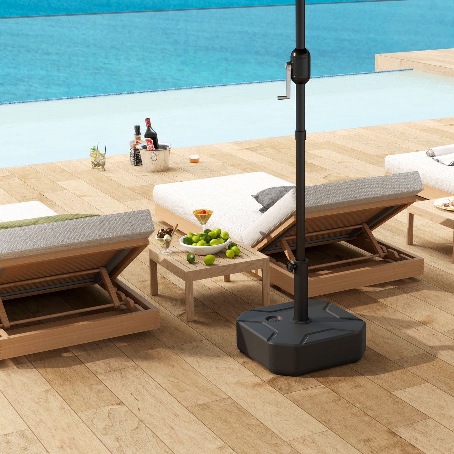 Square umbrella stand, 25 kg refillable base, 38/48 mm tube
