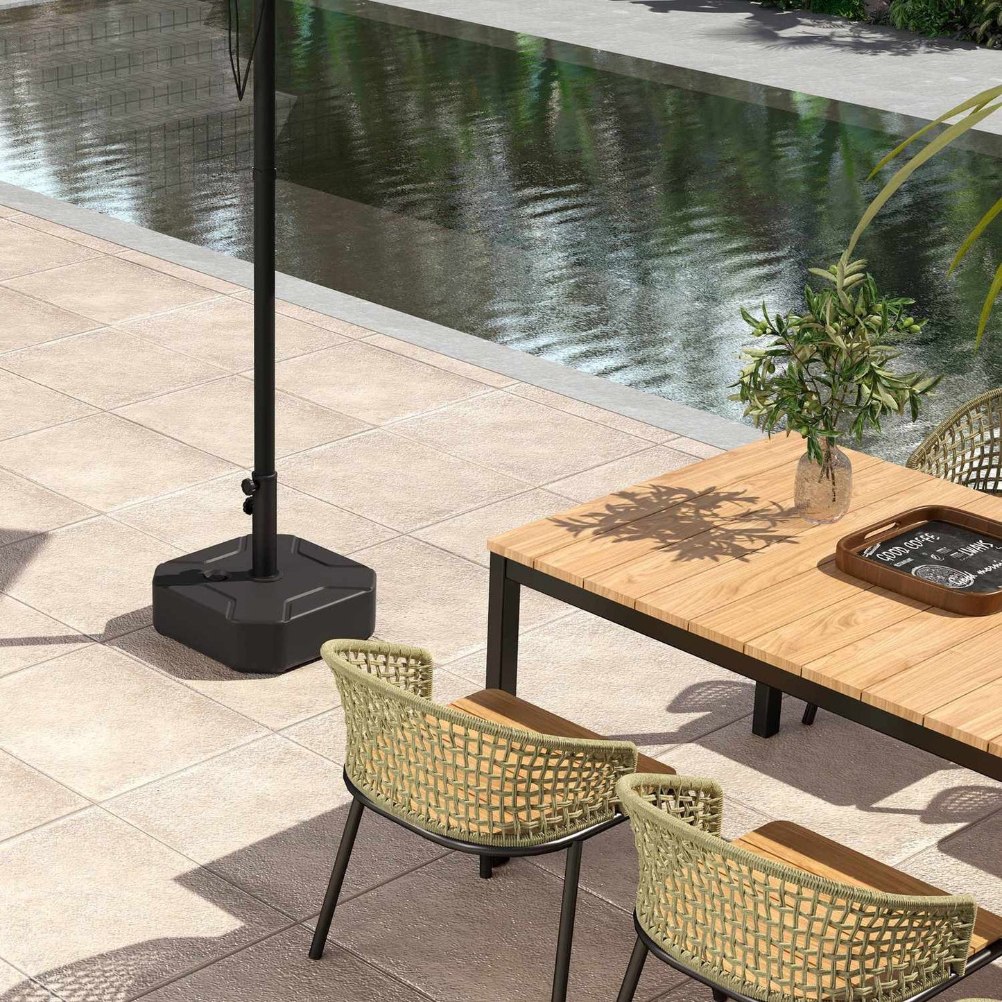 Square umbrella stand, 25 kg refillable base, 38/48 mm tube