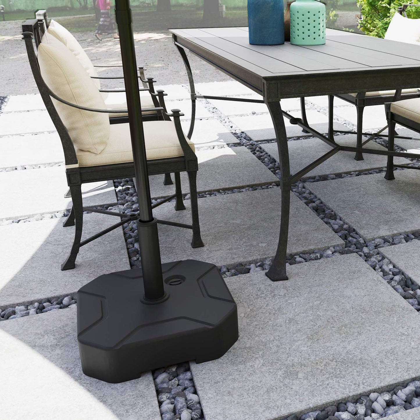 Square umbrella stand, 25 kg refillable base, 38/48 mm tube