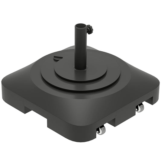 Parasol stand with wheels - square, 25 kg, black