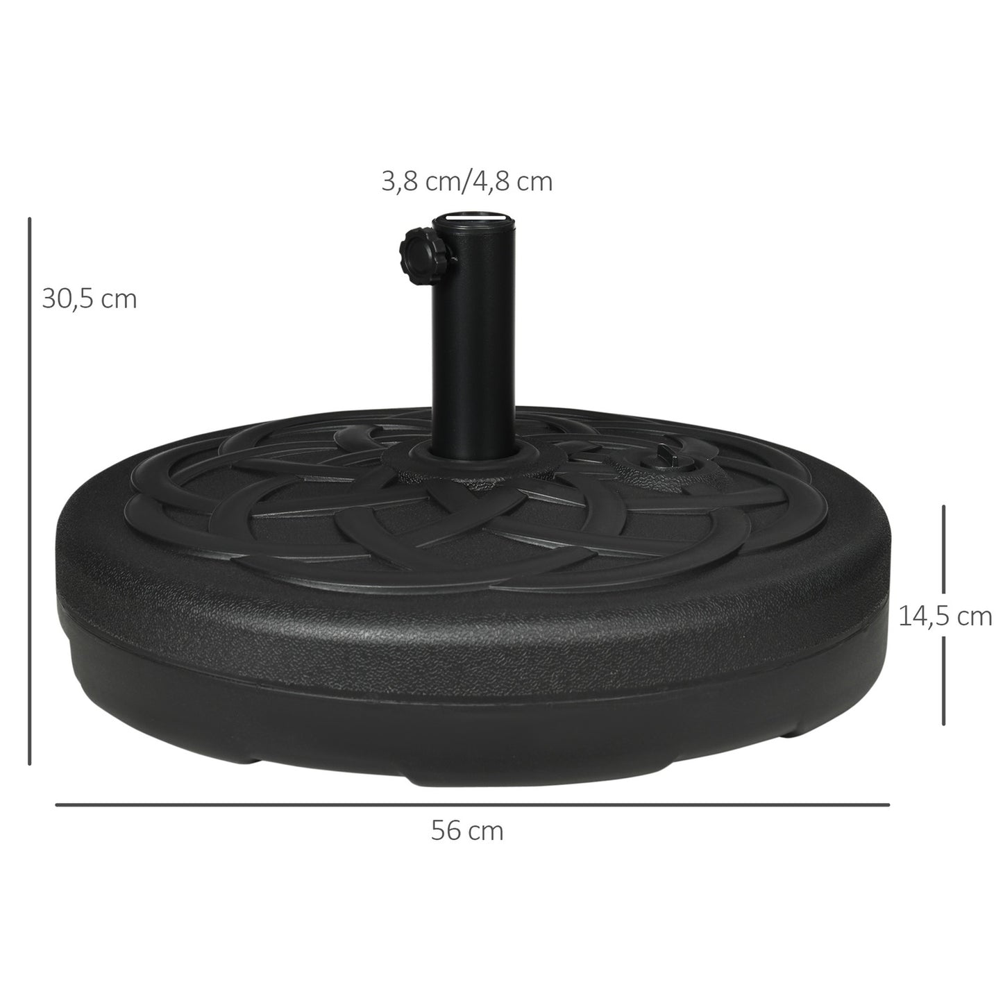 Parasol stand for balcony & garden - 35 kg, round, black