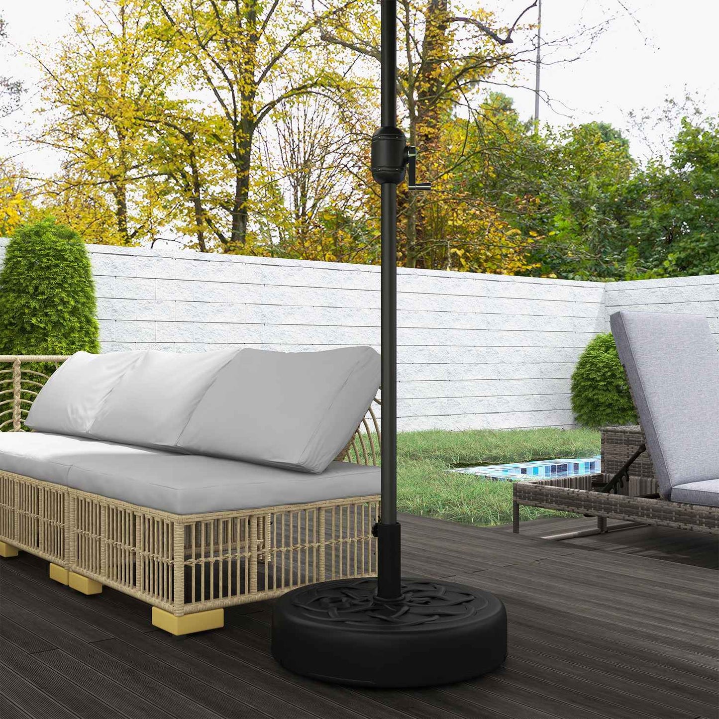 Parasol stand for balcony & garden - 35 kg, round, black