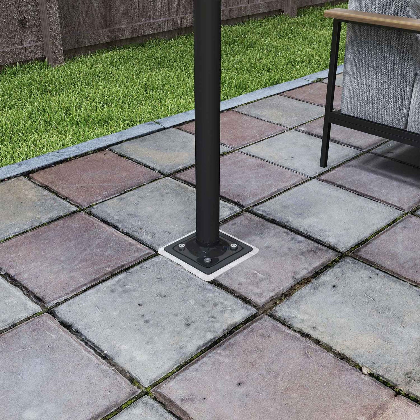 Concrete Cantilever umbrella stand, square, dark grey