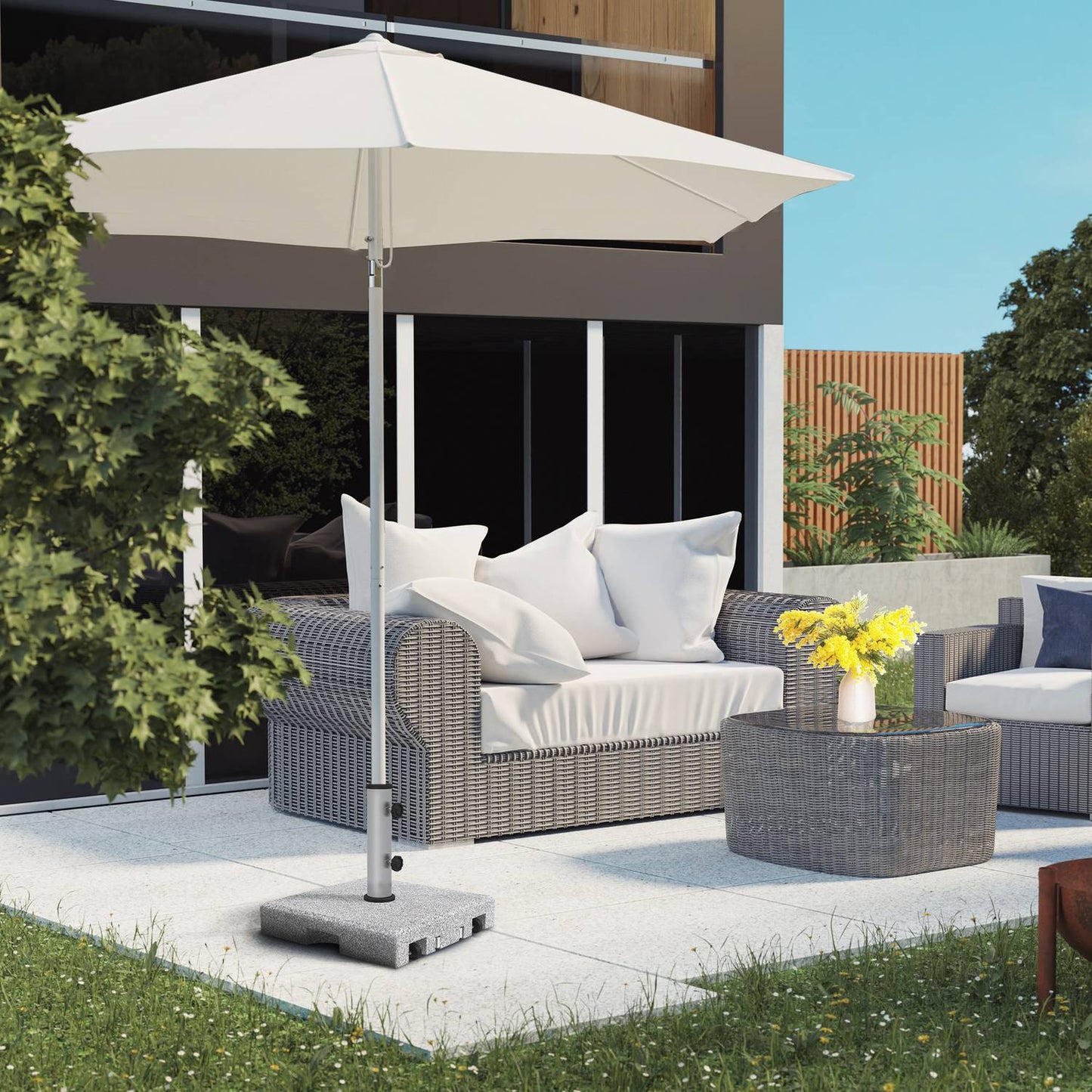 Granite Parasol Base, 28kg with wheels - Fits Ø32-48mm post