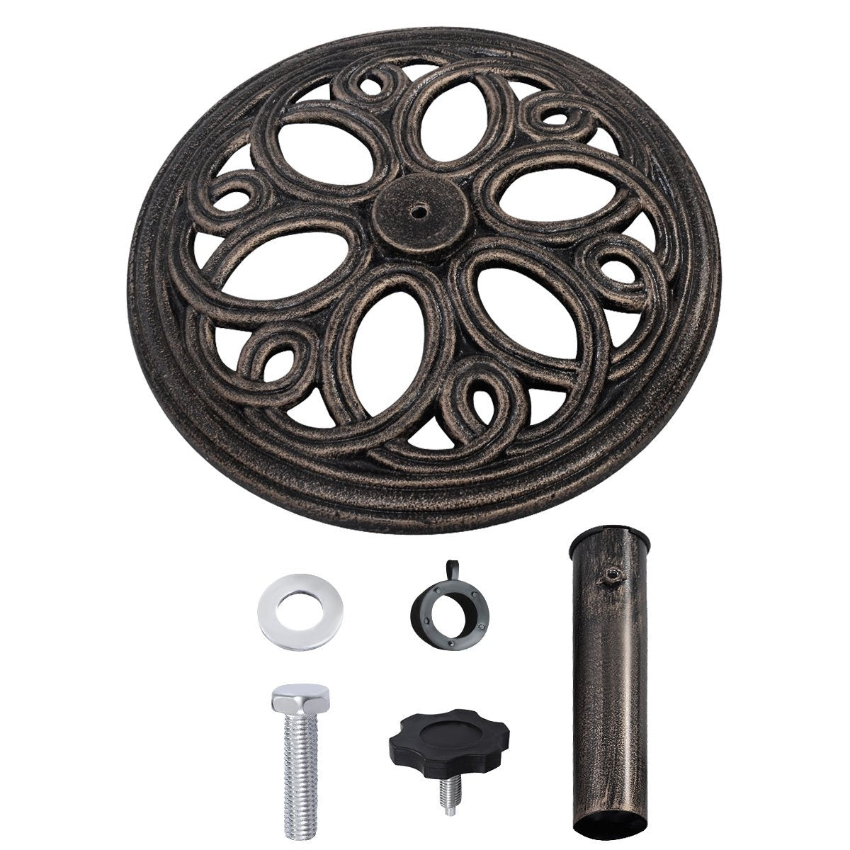 Parasol stand, stable umbrella stand made of robust cast iron for 38 mm to 48 mm poles