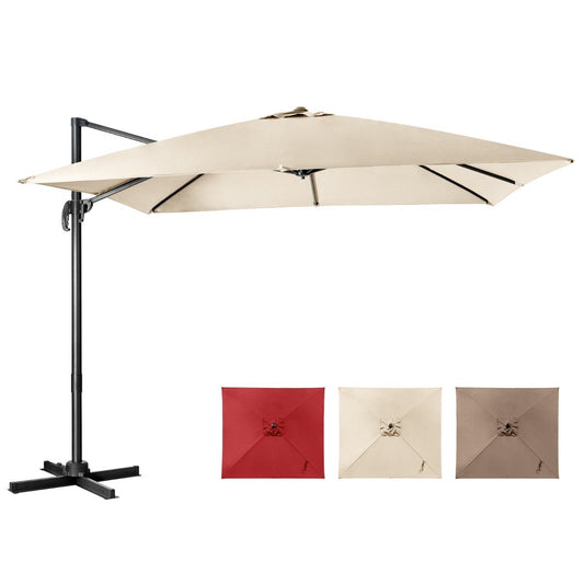 Parasol with 3 tilt settings for gardens, terraces, cafes, 300 x 300 x 273 cm, beige