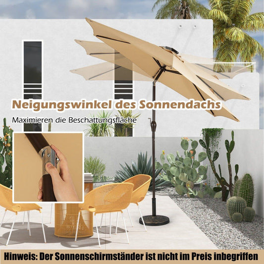 Parasol with solar LED lighting cantilever umbrella garden umbrella crank umbrella 2.7 m beige