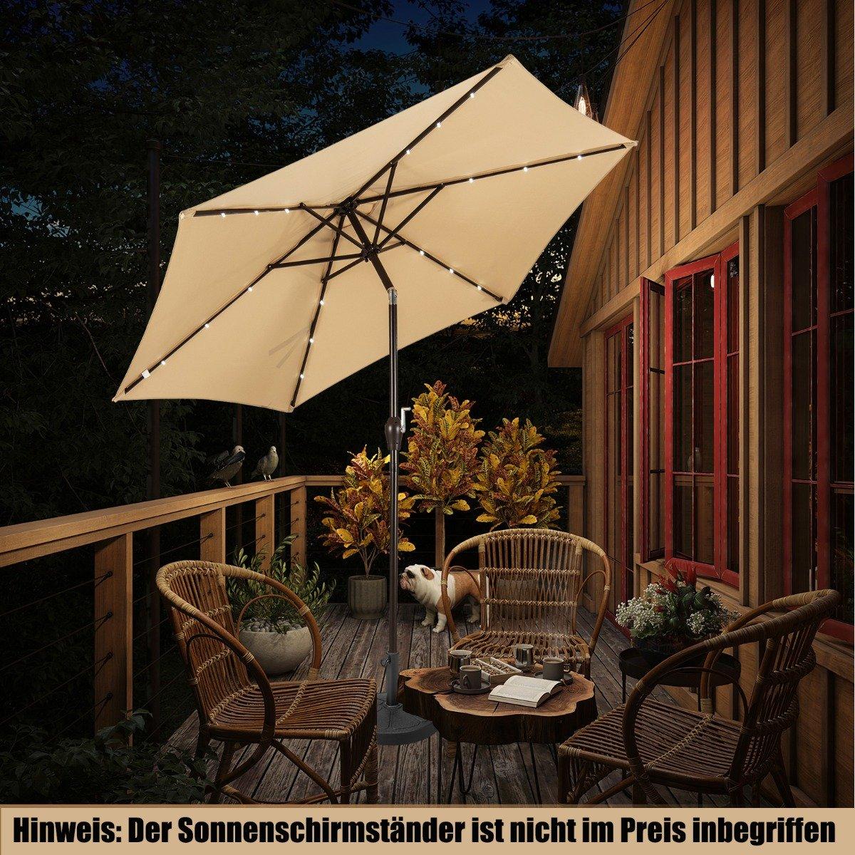 Parasol with solar LED lighting cantilever umbrella garden umbrella crank umbrella 2.7 m beige