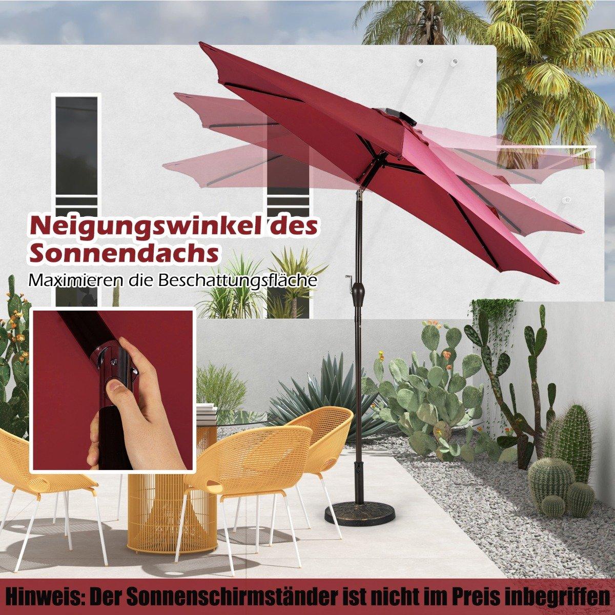 Parasol with solar LED lighting, cantilever umbrella, garden umbrella, crank umbrella, 2.7 m, red