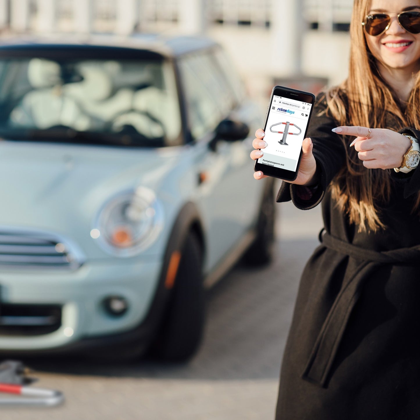 Parking boom with lock