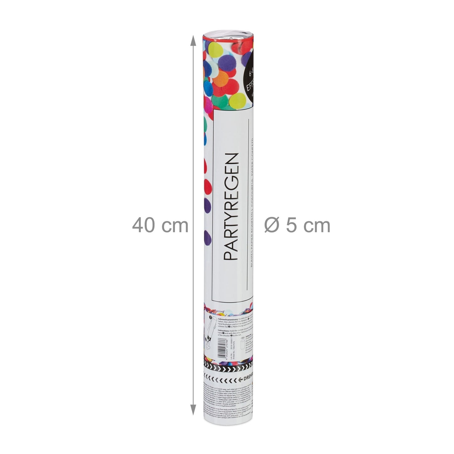 Party Poppers, 12 Pack, 40 cm, Colorful Confetti