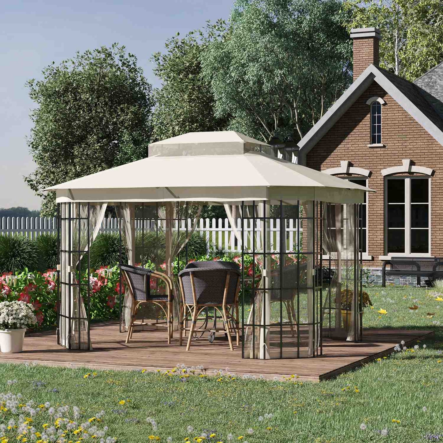 Outdoor marquee, Double roof - 3.65x3m, Mosquito net