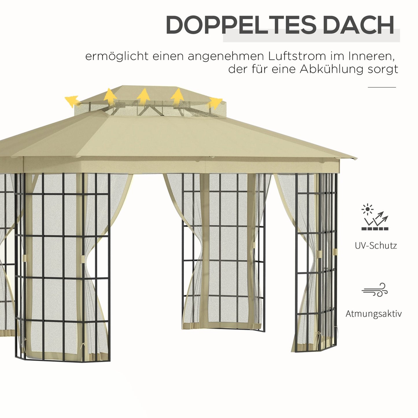 Outdoor marquee, Double roof - 3.65x3m, Mosquito net