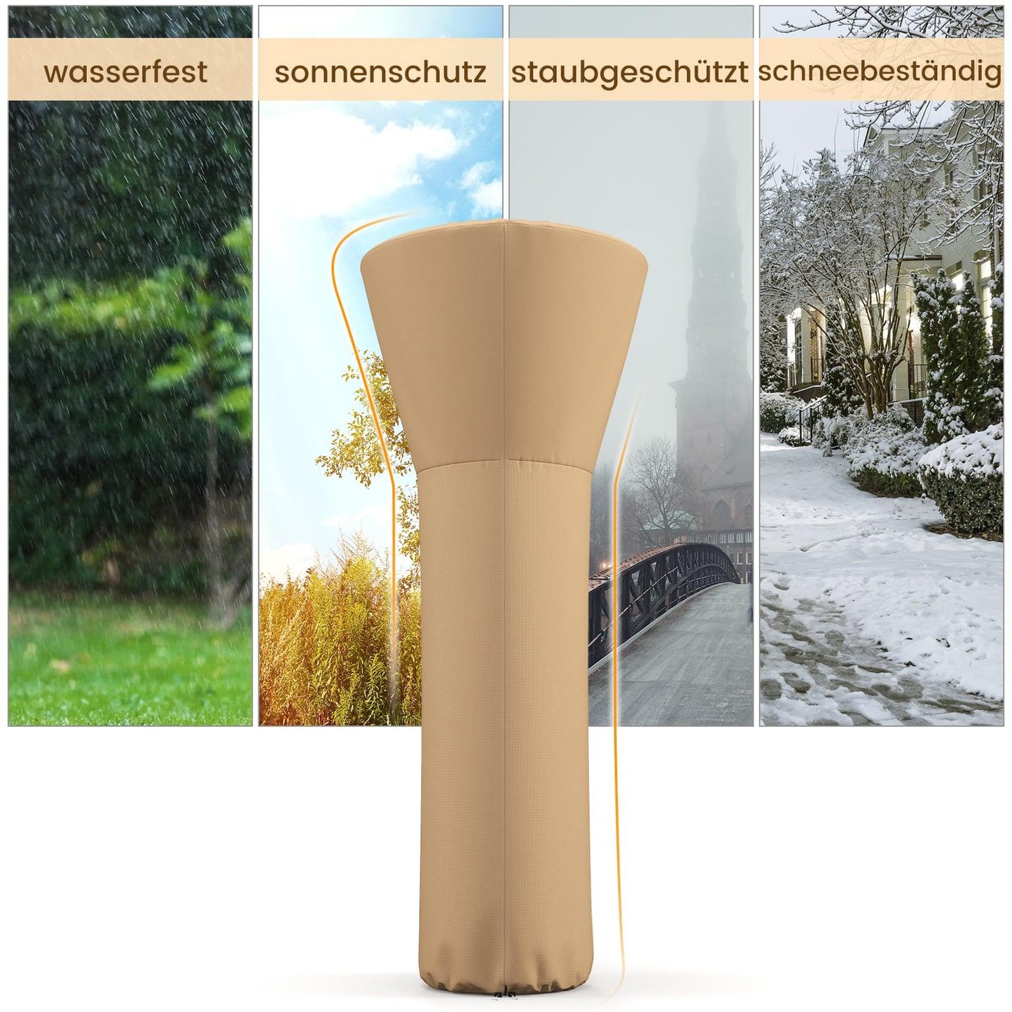 Patio Heater Cover, Weatherproof Oxford Fabric, Beige