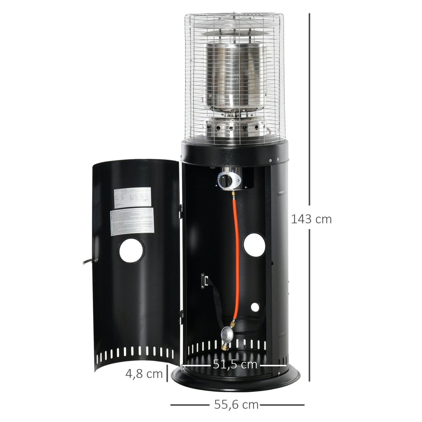 Patio heater, stainless steel, portable with safety switch