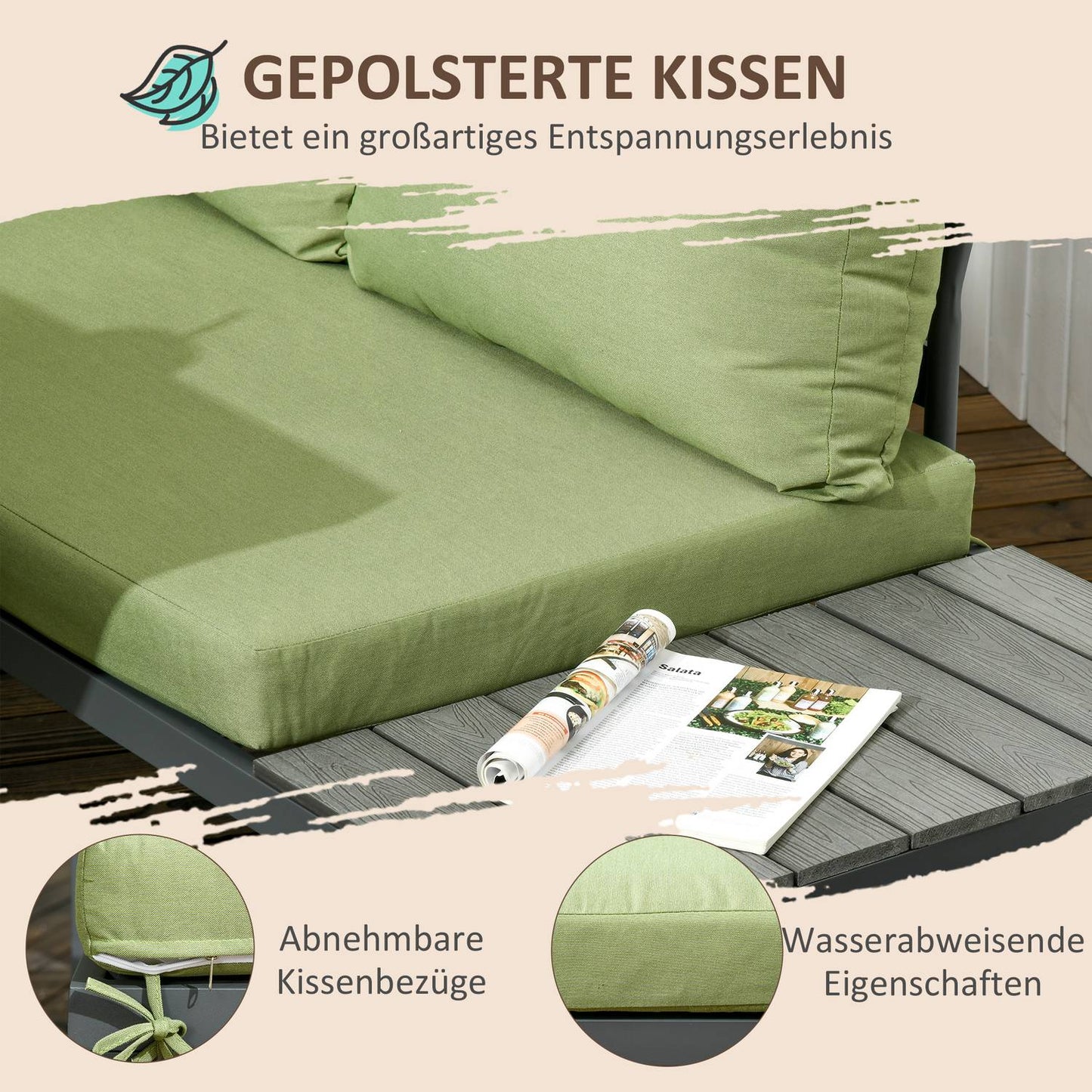 6-piece patio seating set, adjustable table, aluminum frame