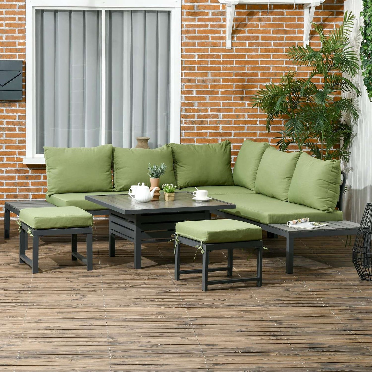 6-piece patio seating set, adjustable table, aluminum frame