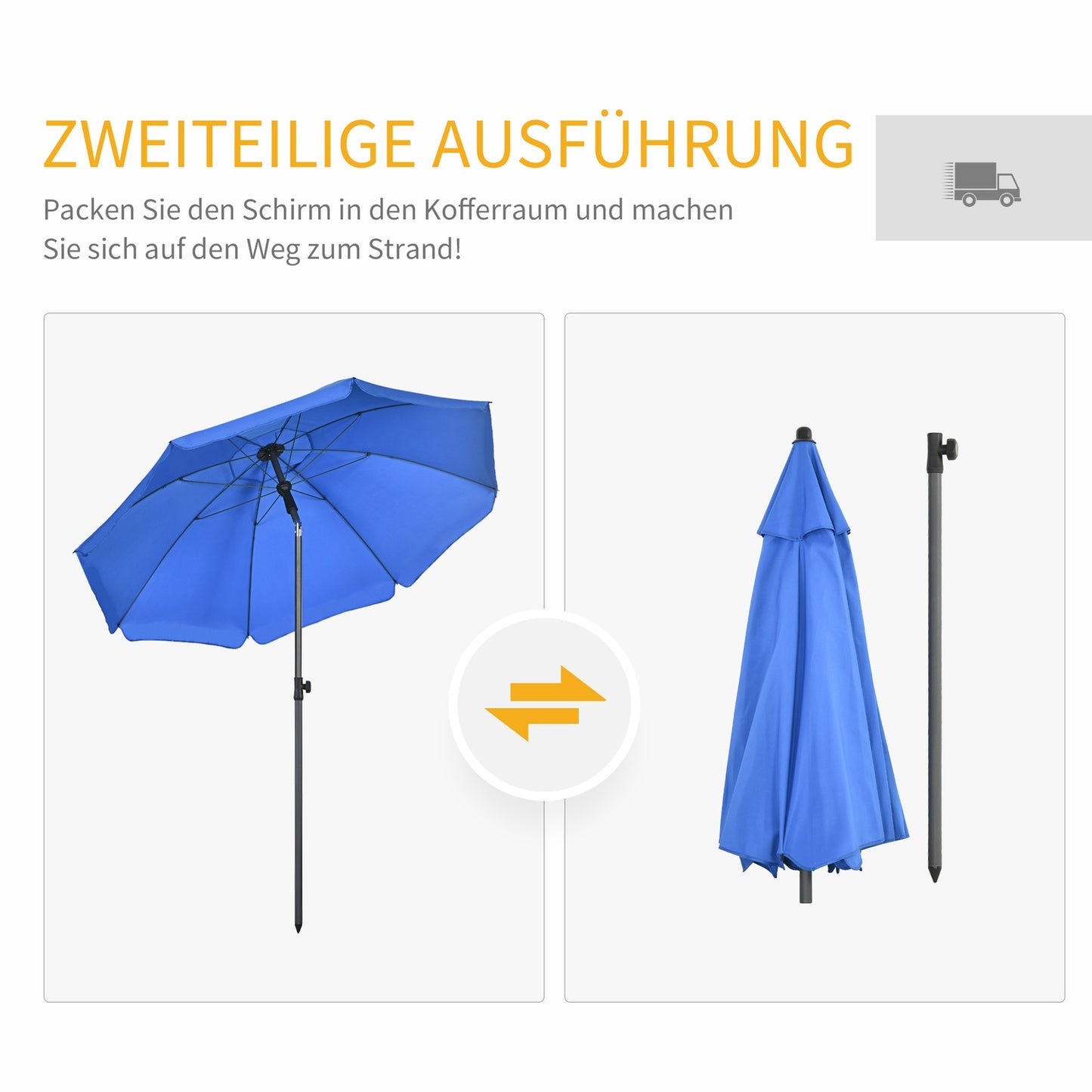 Patio umbrella, Ø180cm, UV protection, adjustable tilt