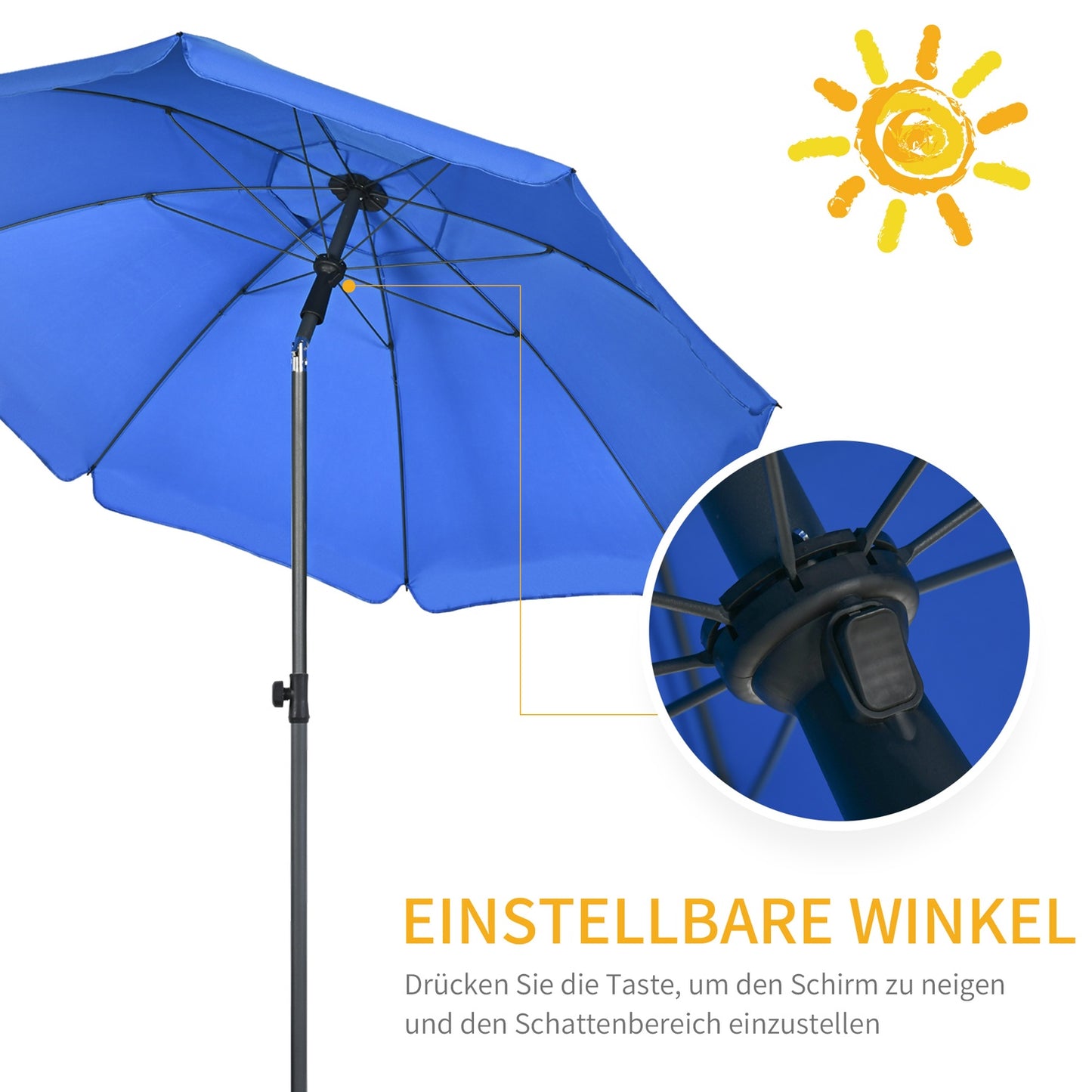 Patio umbrella, Ø180cm, UV protection, adjustable tilt