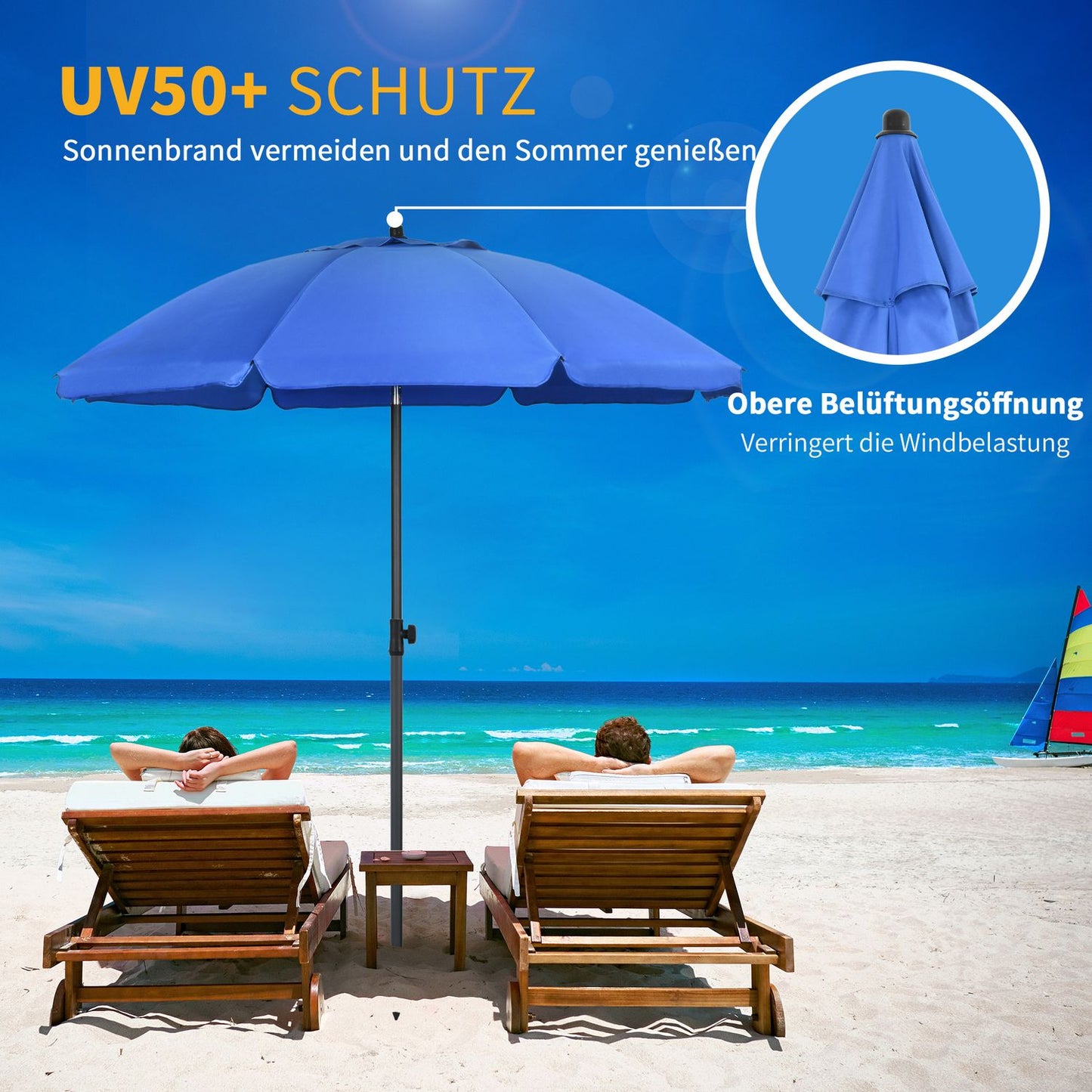 Patio umbrella, Ø180cm, UV protection, adjustable tilt