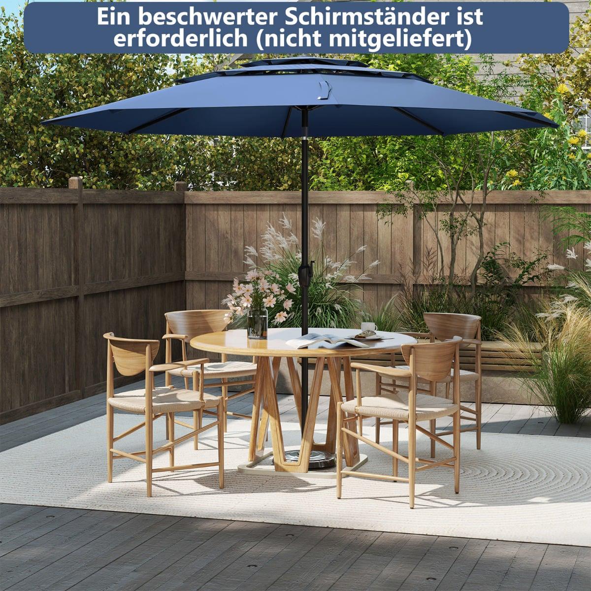 Patio Umbrella 300cm, Tilt & Crank, Marine Blue