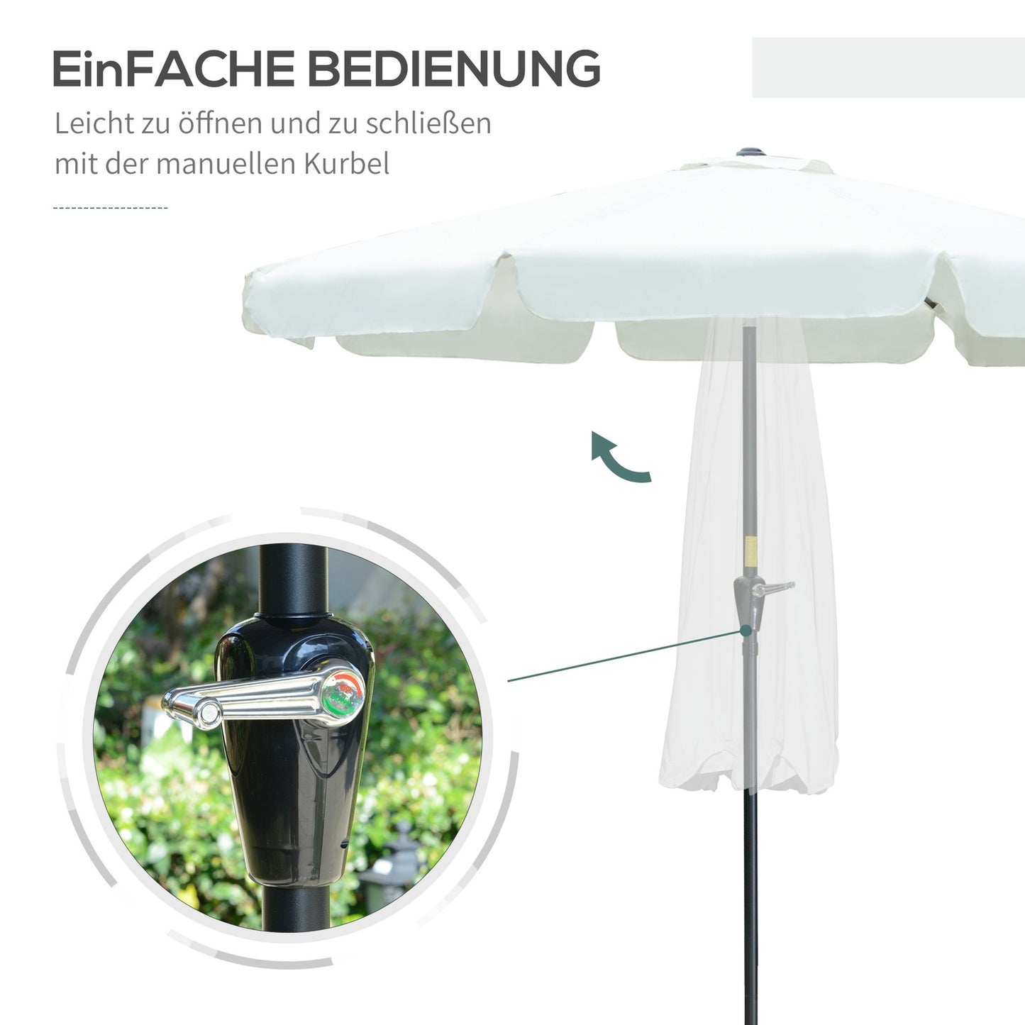 Patio umbrella, 2.66M, UV 50+ protection, 8 ribs, beige