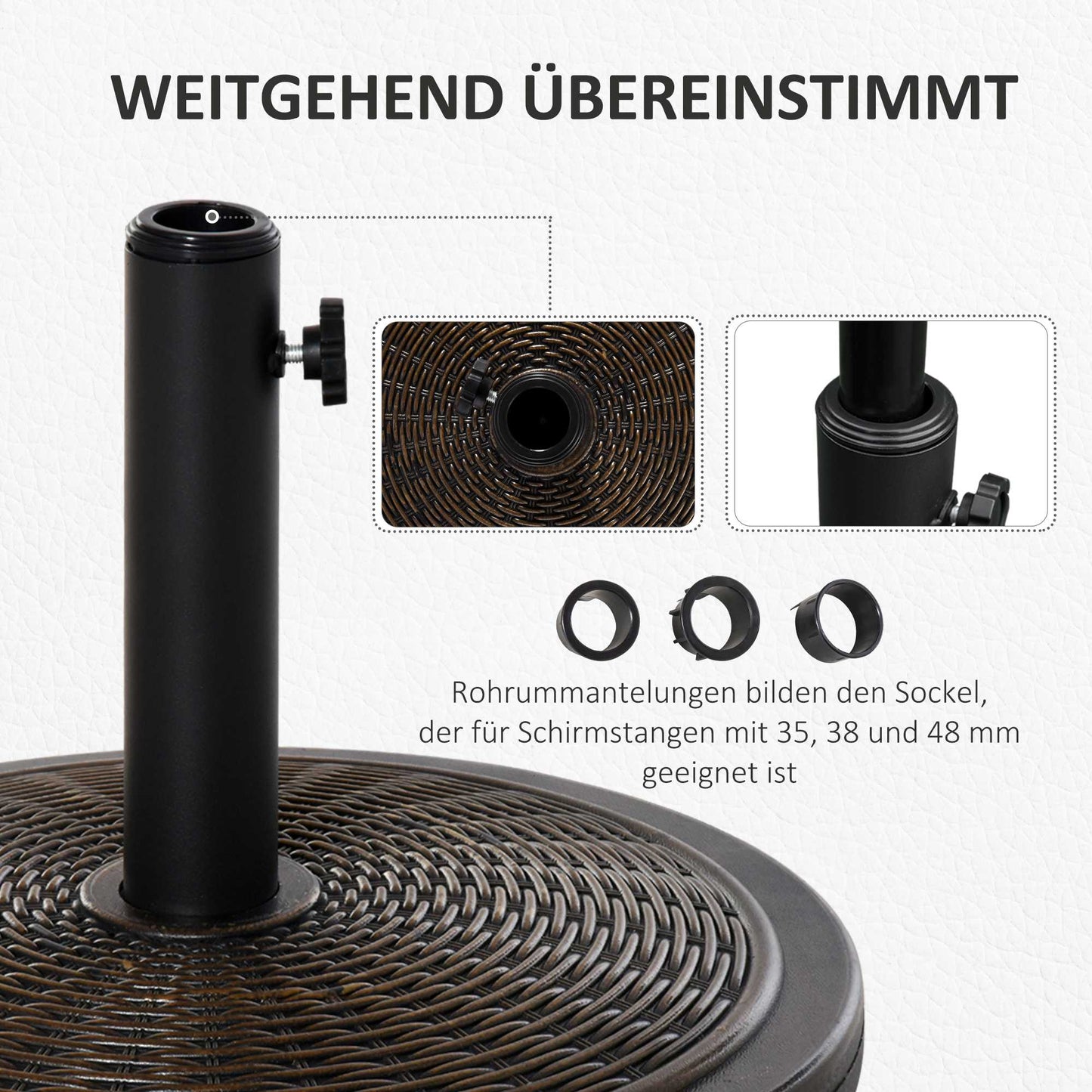 Patio Umbrella Stand, Bronze, Fits 35-48mm Poles