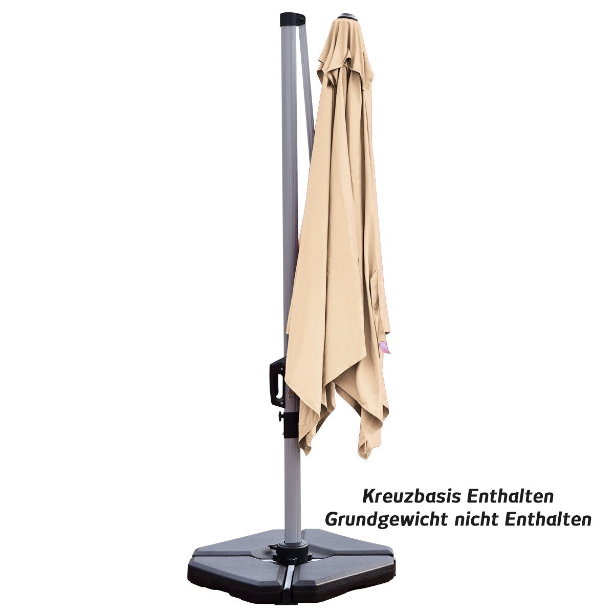 Patio Umbrella with Cross Base, Aluminum Pole, 360° Rotation