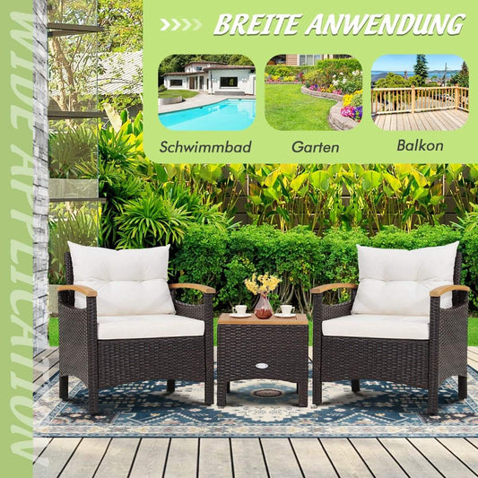 Patio furniture set Wicker furniture set for outdoor use with coffee table white