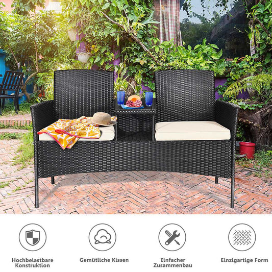 Patio sofa wear-resistant garden furniture set 138 x 62 x 85 cm white