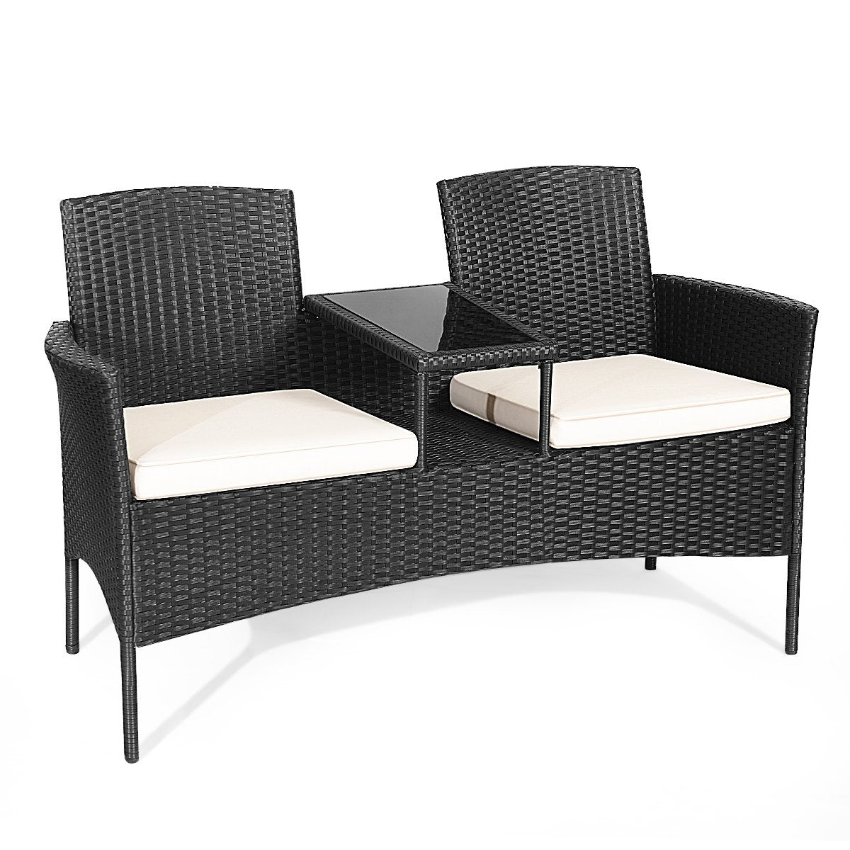 Patio sofa wear-resistant garden furniture set 138 x 62 x 85 cm white