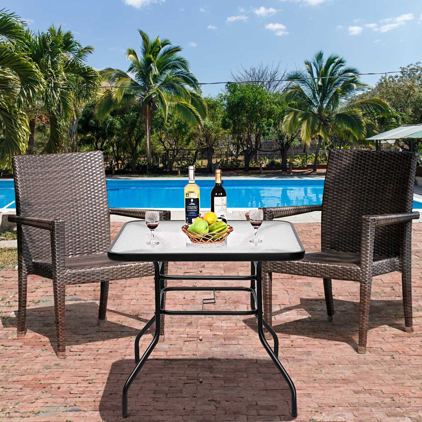 Patio table Rectangular coffee table with table top Bistro table Garden table Glass table Black