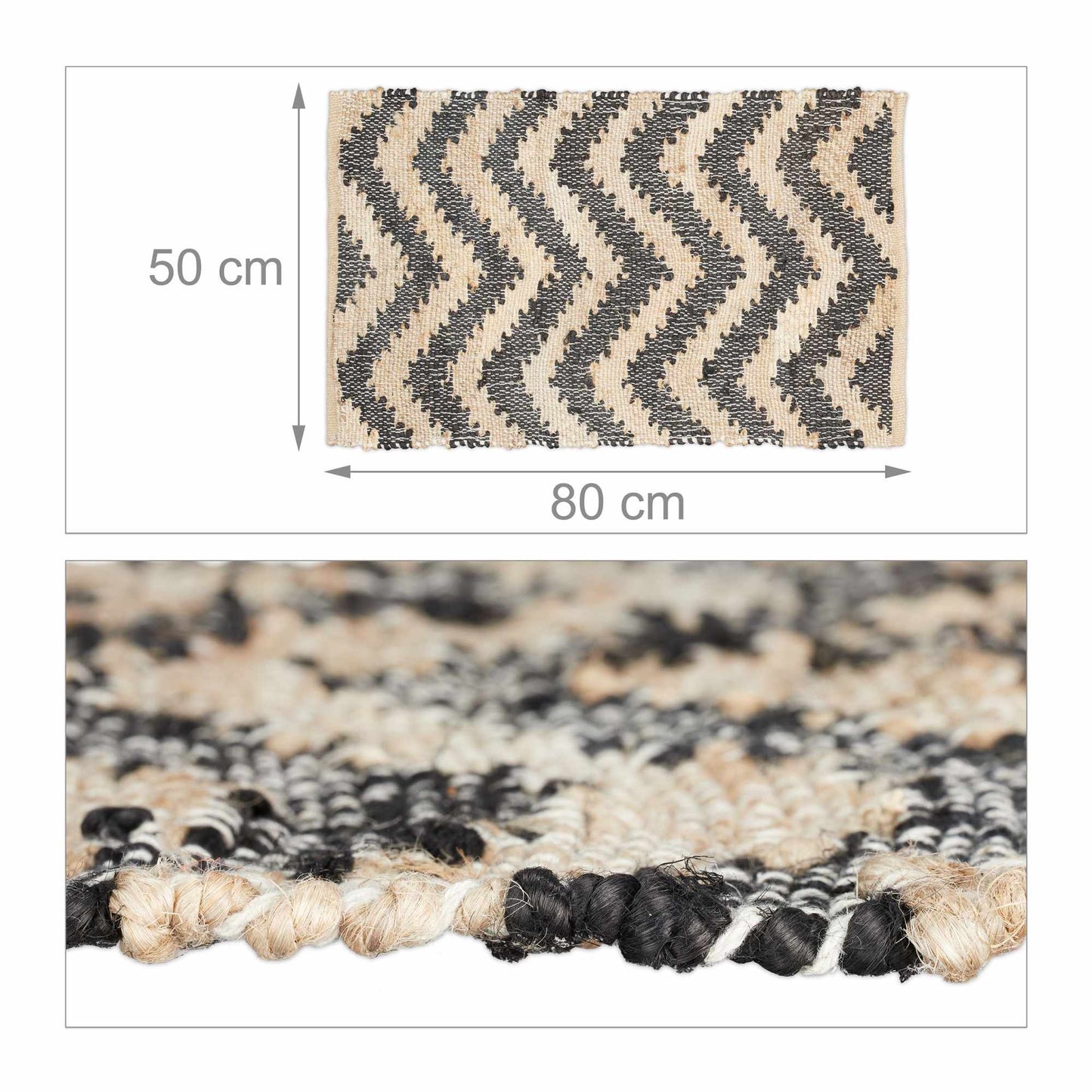 Patterned jute rug 50 x 80 cm