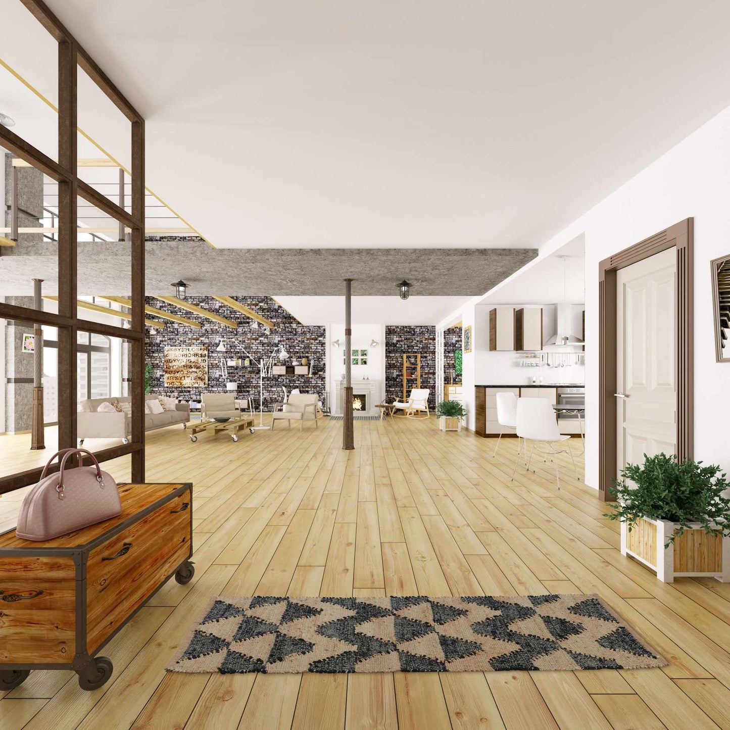 Patterned jute rug 70 x 140 cm