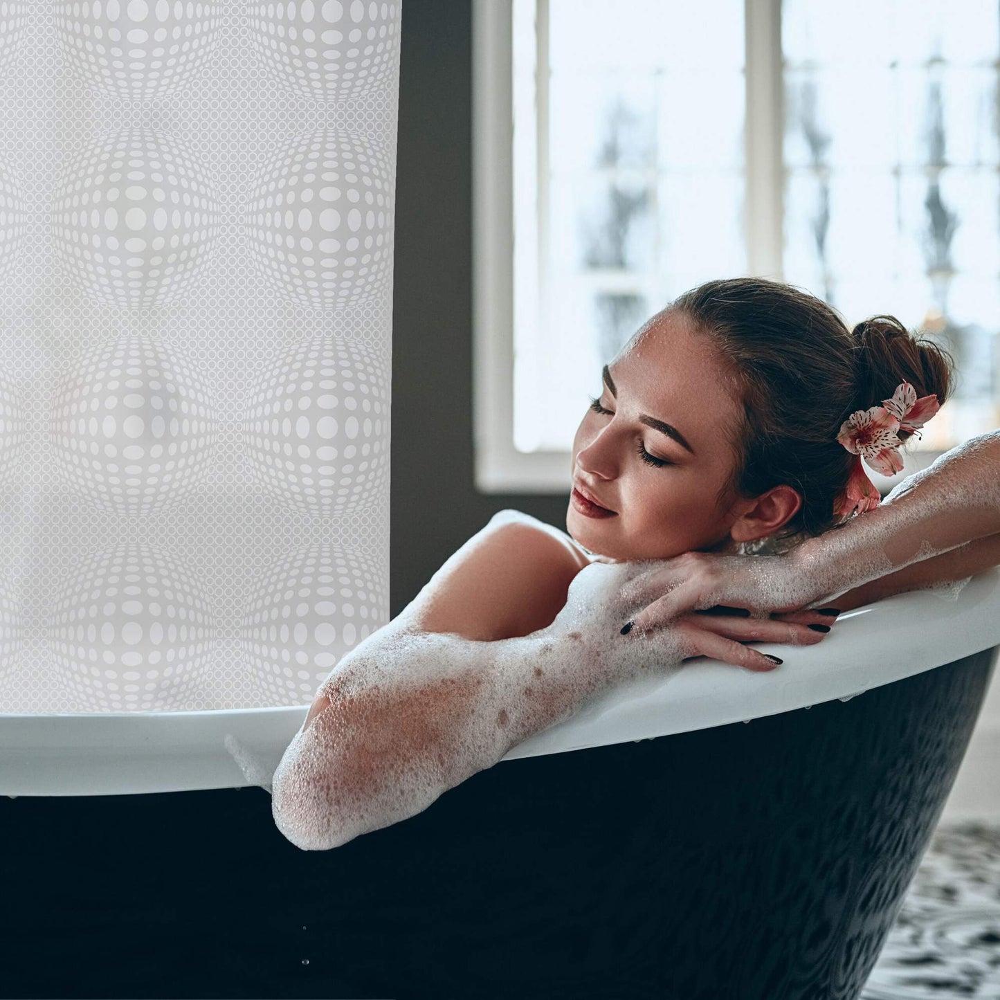 Patterned shower curtain