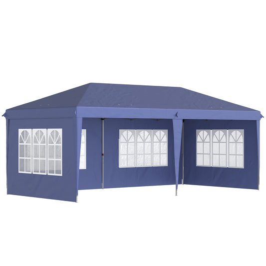 Large pop-up party tent with UV protection, blue, 2.95 x 5.85 m