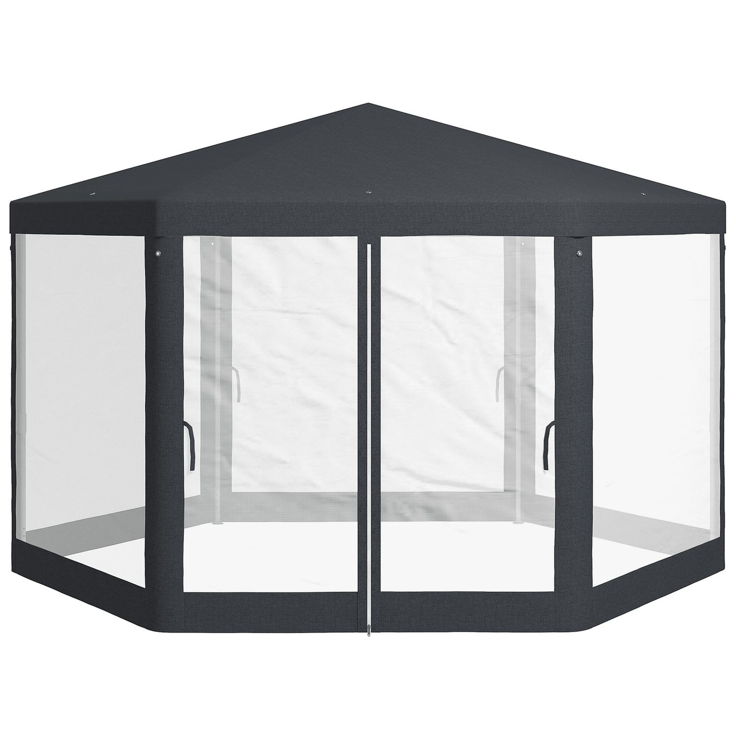 Hexagonal 4x4m pavilion, polyester & metal, with mosquito net