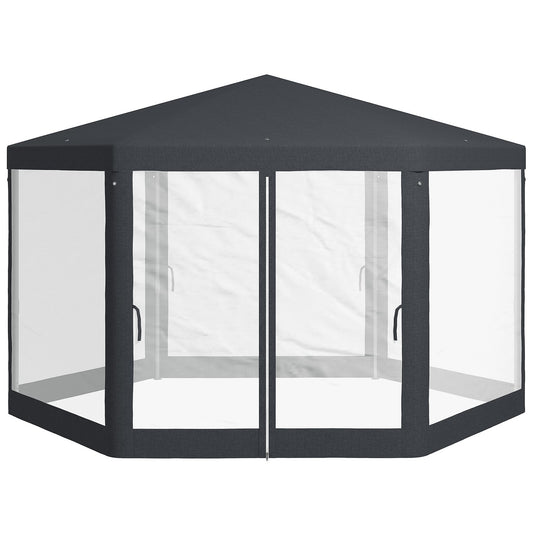 Hexagonal 4x4m pavilion, polyester & metal, with mosquito net