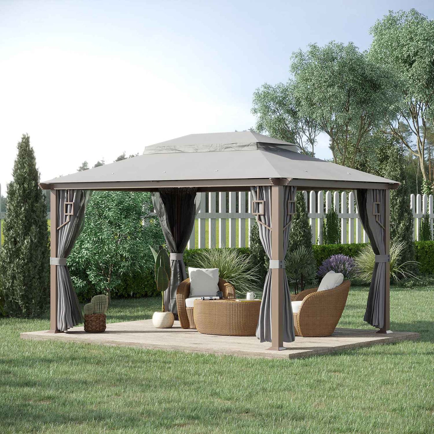 Outdoor garden pavilion tent, 4x3m, metal frame, mosquito net