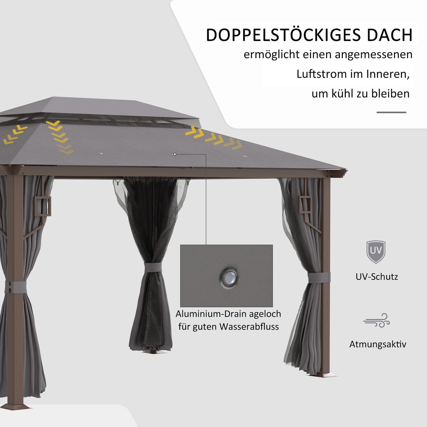 Outdoor garden pavilion tent, 4x3m, metal frame, mosquito net