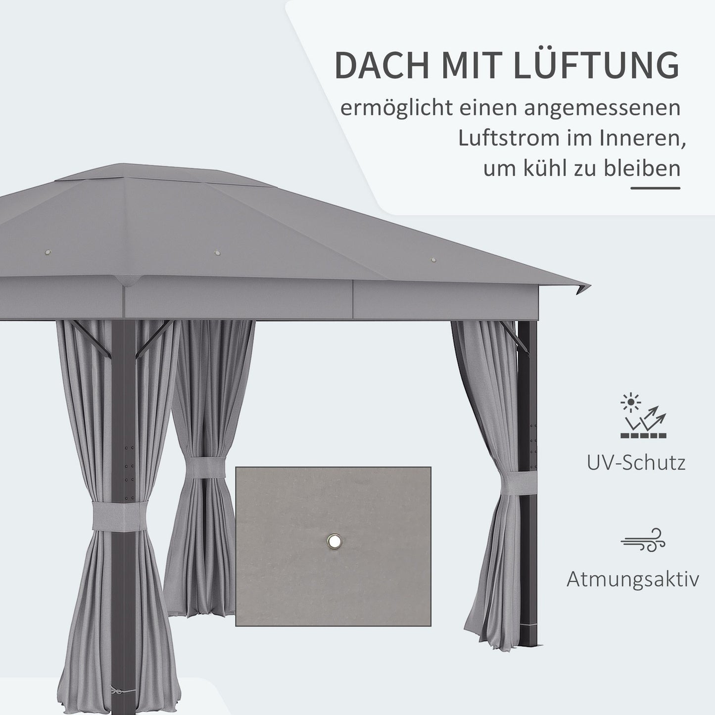 Garden marquee tent – 4x3m, grey, aluminum frame
